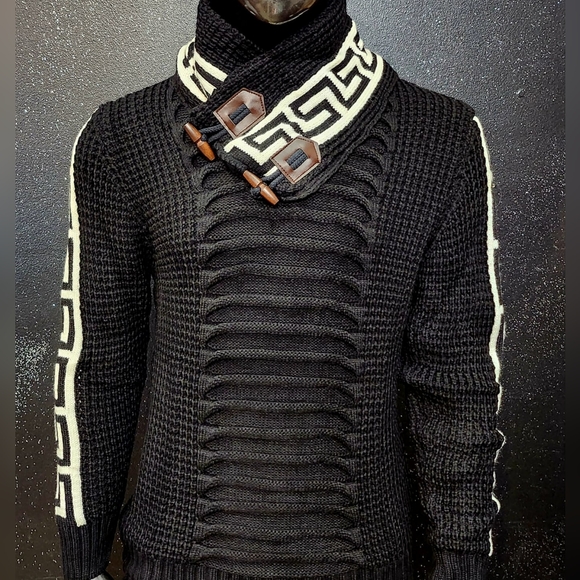 Men's Shawl Neck Sweater - Picture 2 of 2